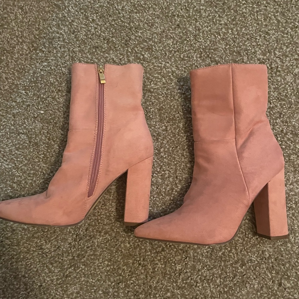 Pink Suede Lulus Ankle Boots
